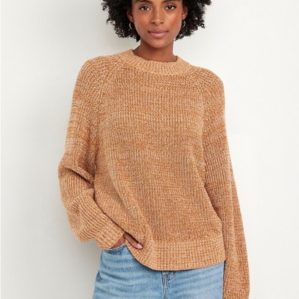 Old Navy Shaker-Stitch Pullover Mock neck  Long Sleeve Cozy Knit Casual Sweater